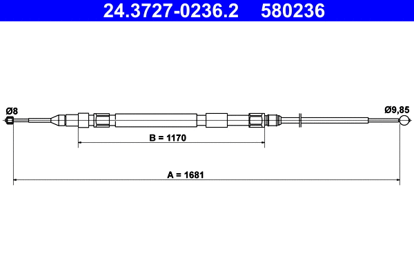 Cable Pull, parking brake (24.3727-0236.2)
