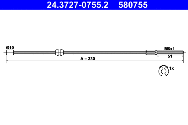 Cable Pull, parking brake (24.3727-0755.2)