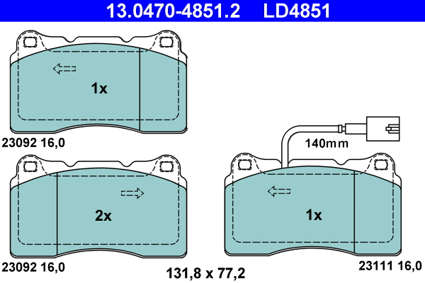Brake Pad Set, disc brake (13.0470-4851.2)