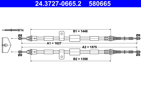 Cable Pull, parking brake (24.3727-0665.2)