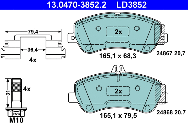 Brake Pad Set, disc brake (13.0470-3852.2)
