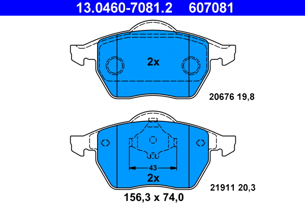 Brake Pad Set, disc brake (13.0460-7081.2)