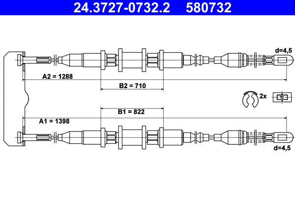 Cable Pull, parking brake (24.3727-0732.2)