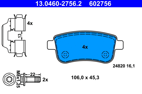 Brake Pad Set, disc brake (13.0460-2756.2)