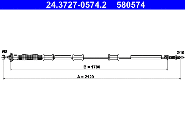 Cable Pull, parking brake (24.3727-0574.2)