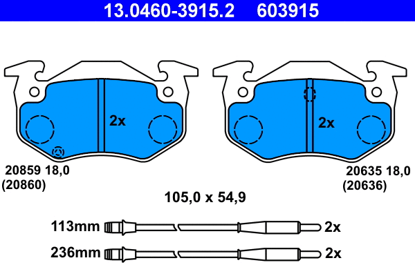 Brake Pad Set, disc brake (13.0460-3915.2)