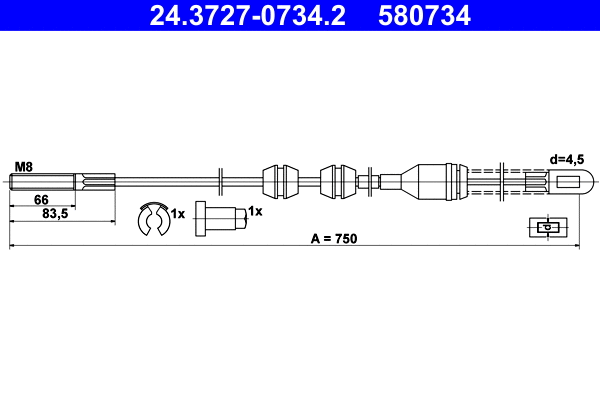 Cable Pull, parking brake (24.3727-0734.2)