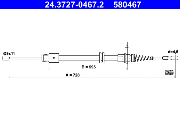 Cable Pull, parking brake (24.3727-0467.2)