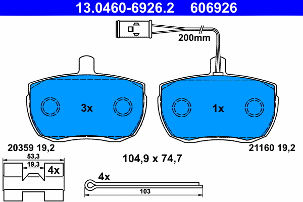 Brake Pad Set, disc brake (13.0460-6926.2)
