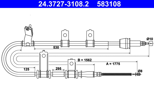 Cable Pull, parking brake (24.3727-3108.2)