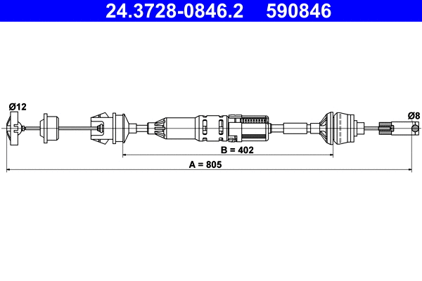 Cable Pull, clutch control (24.3728-0846.2)