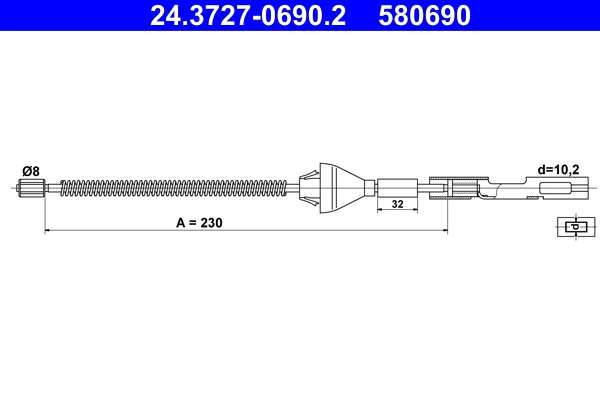 Cable Pull, parking brake (24.3727-0690.2)