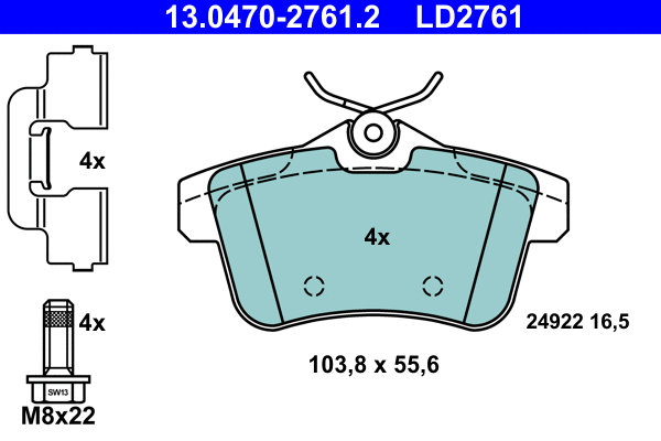 Brake Pad Set, disc brake (13.0470-2761.2)