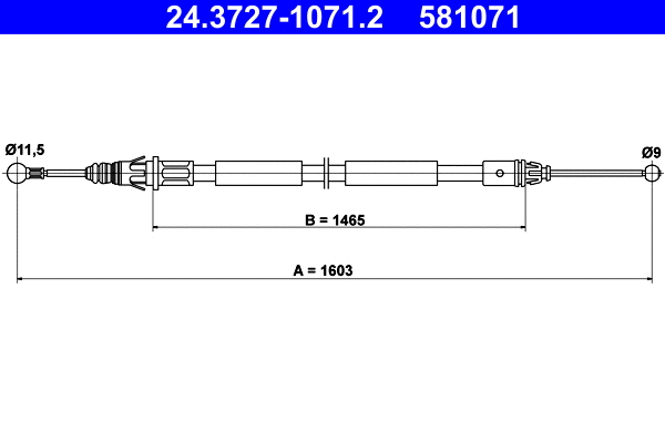 Cable Pull, parking brake (24.3727-1071.2)