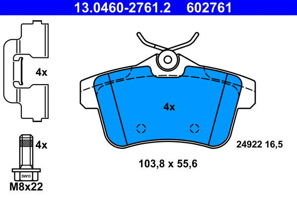 Brake Pad Set, disc brake (13.0460-2761.2)
