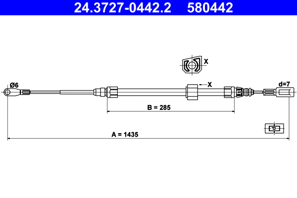 Cable Pull, parking brake (24.3727-0442.2)