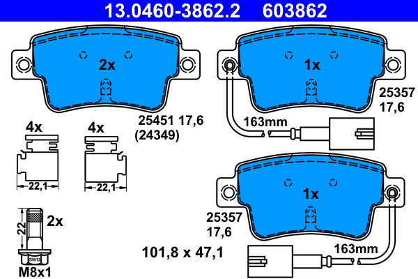 Brake Pad Set, disc brake (13.0460-3862.2)