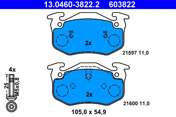 Brake Pad Set, disc brake (13.0460-3822.2)