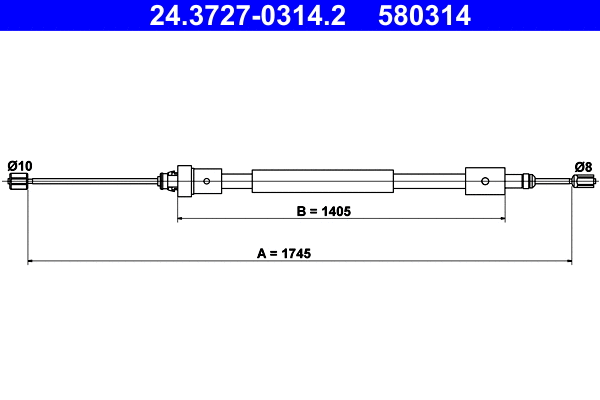 Cable Pull, parking brake (24.3727-0314.2)