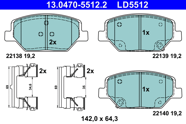 Brake Pad Set, disc brake (13.0470-5512.2)
