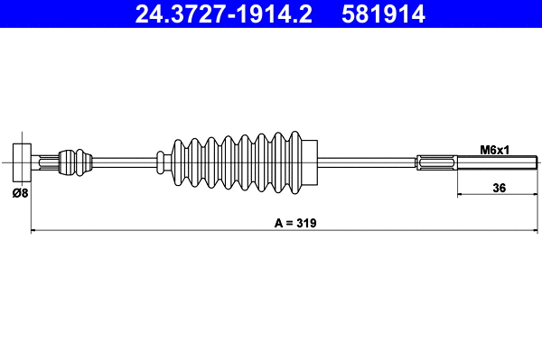 Cable Pull, parking brake (24.3727-1914.2)