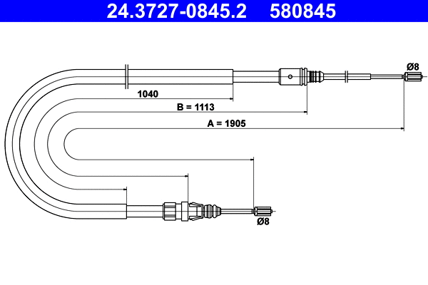 Cable Pull, parking brake (24.3727-0845.2)