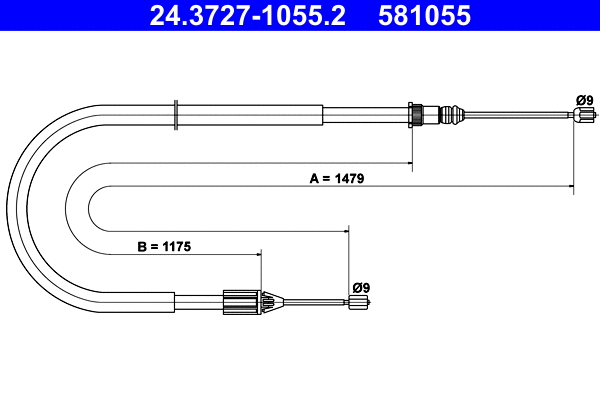 Cable Pull, parking brake (24.3727-1055.2)