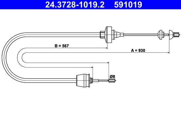 Cable Pull, clutch control (24.3728-1019.2)