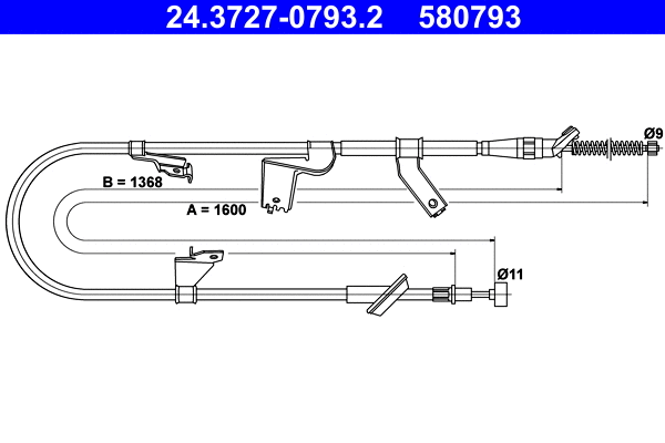 Cable Pull, parking brake (24.3727-0793.2)