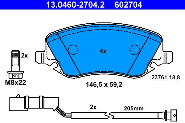Brake Pad Set, disc brake (13.0460-2704.2)