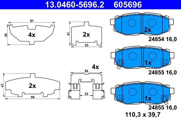 Brake Pad Set, disc brake (13.0460-5696.2)