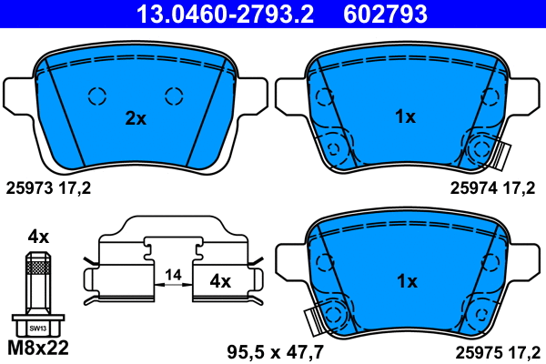Brake Pad Set, disc brake (13.0460-2793.2)