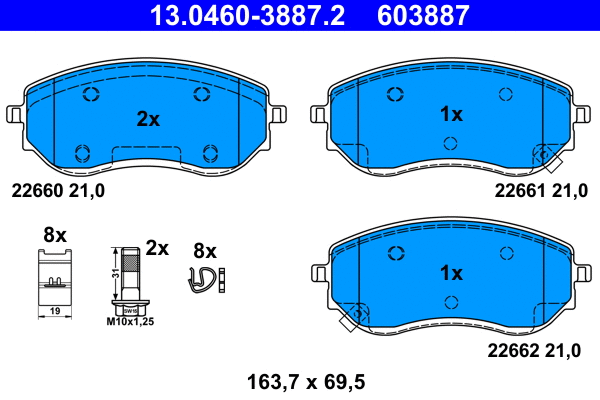 Brake Pad Set, disc brake (13.0460-3887.2)