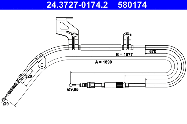 Cable Pull, parking brake (24.3727-0174.2)