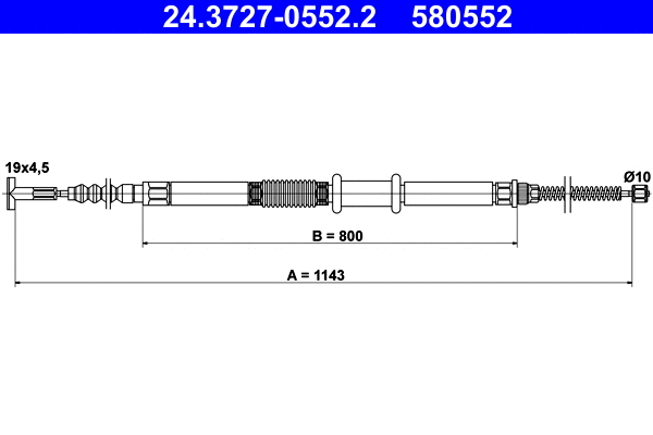 Cable Pull, parking brake (24.3727-0552.2)