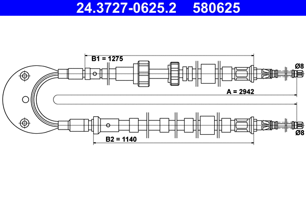 Cable Pull, parking brake (24.3727-0625.2)