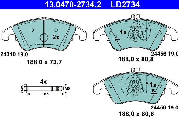 Brake Pad Set, disc brake (13.0470-2734.2)