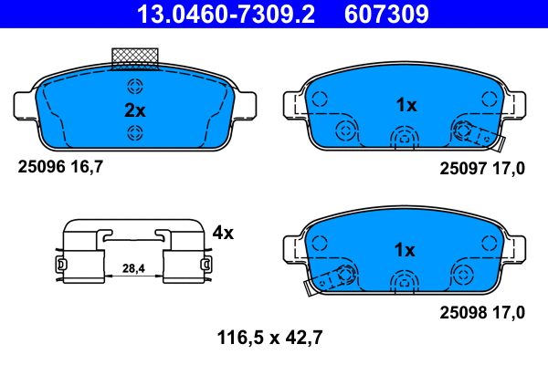 Brake Pad Set, disc brake (13.0460-7309.2)