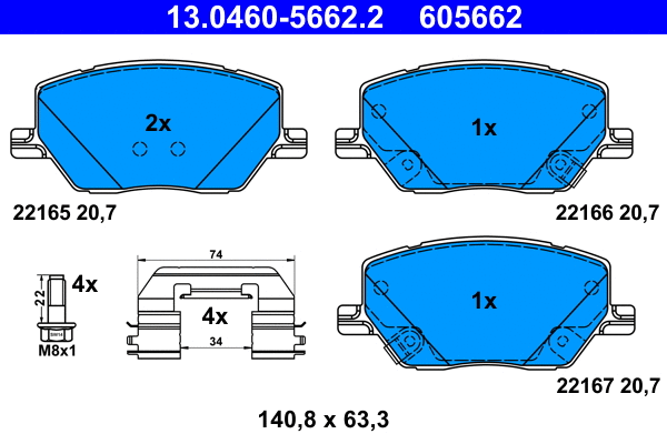 Brake Pad Set, disc brake (13.0460-5662.2)