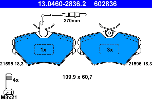 Brake Pad Set, disc brake (13.0460-2836.2)