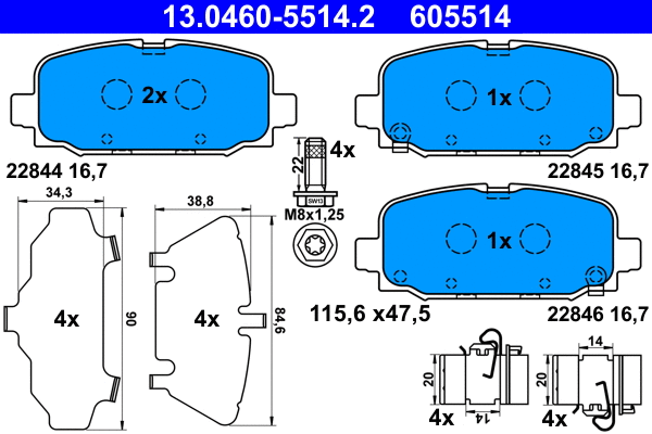 Brake Pad Set, disc brake (13.0460-5514.2)