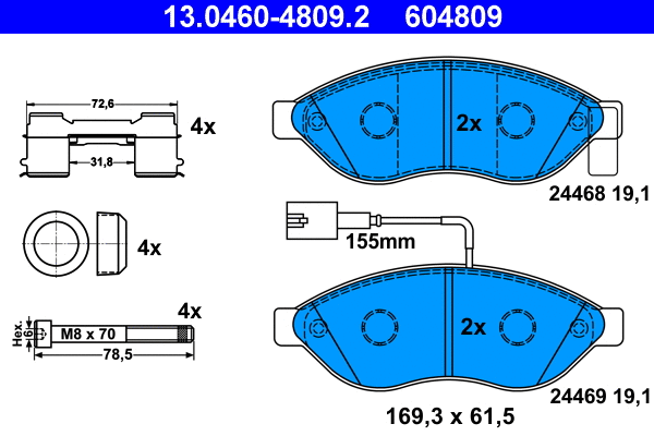 Brake Pad Set, disc brake (13.0460-4809.2)