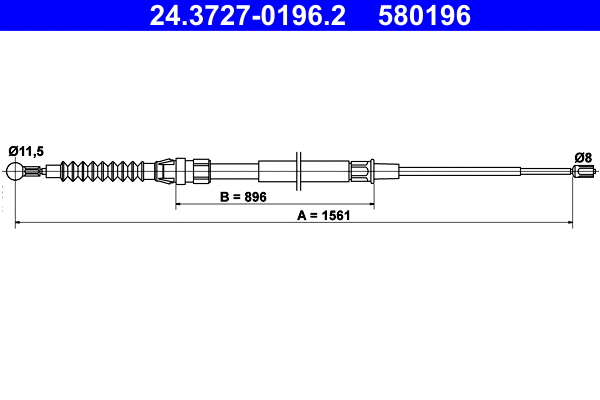 Cable Pull, parking brake (24.3727-0196.2)