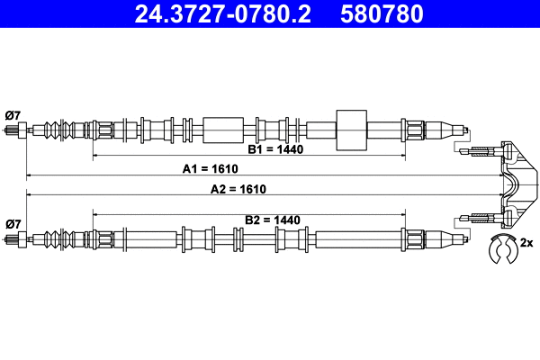 Cable Pull, parking brake (24.3727-0780.2)