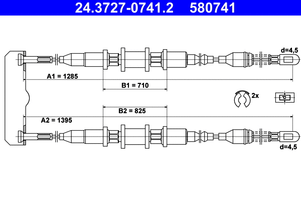 Cable Pull, parking brake (24.3727-0741.2)