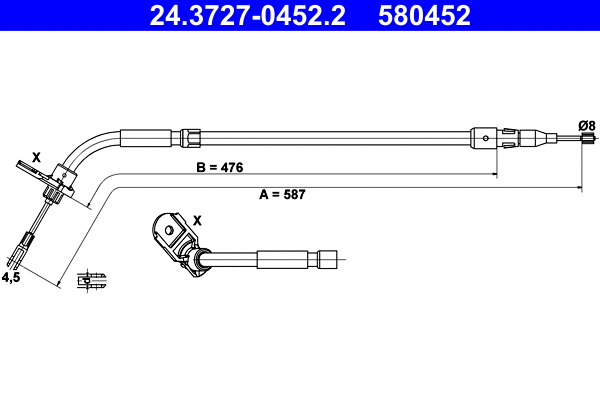 Cable Pull, parking brake (24.3727-0452.2)