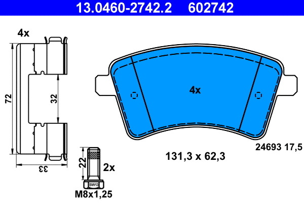 Brake Pad Set, disc brake (13.0460-2742.2)