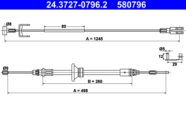 Cable Pull, parking brake (24.3727-0796.2)