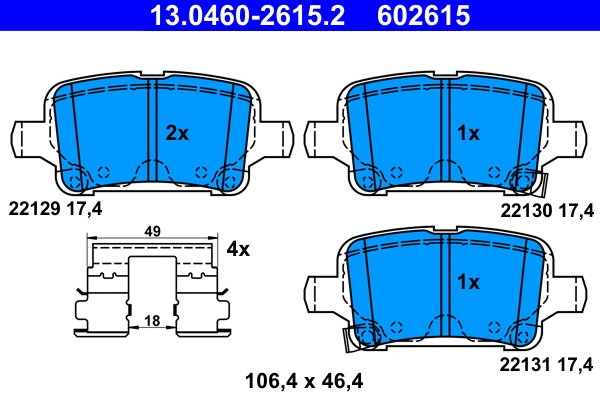 Brake Pad Set, disc brake (13.0460-2615.2)