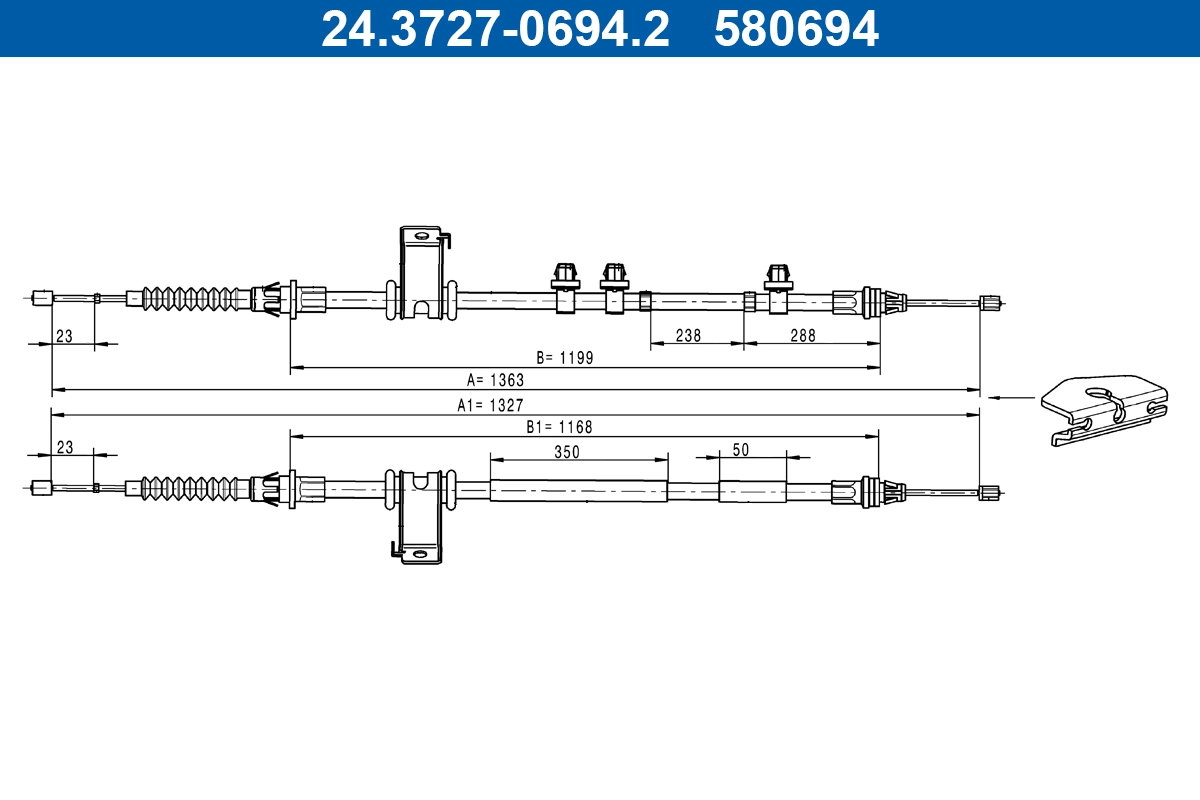 Cable Pull, parking brake (24.3727-0694.2)